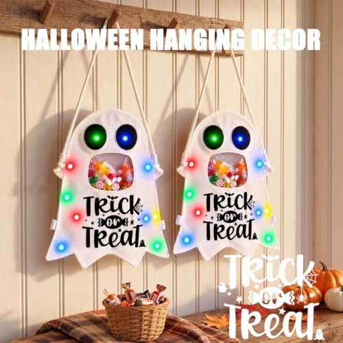 POCOSER Halloween Trick or Treat Bags Candy Bucket Basket, Light Up Ghost Sweet Bags Multipurpose Reusable Goody Buckets for 2026 Halloween Decoration Party Decor Supplies Favors Cute Gifts 1 Pack - image 4