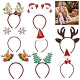 NAROSEBE 8 Pcs Diademas de Navidad para Fiesta Divertidas Diademas Navideñas para Niño Mujer Hombres 8 Diseños Navideñas: Copos de Nieve/Papa Noel/Árboles/Reno/Gorro de Navidad para Cosplay Fiesta