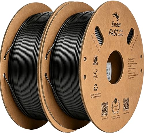 Creality Ender Fast PLA フィラメント 1.75mm径 ±0.03mm高精度 30-300mm/s高速印刷対応 正味1KG ボール紙スプール もつれ・目詰まり・ゆがみ・反りなし K2/K2 Pro/K2 Plus対応 全FDM 3Dプリンター用フィラメント（ブラック+ブラック）