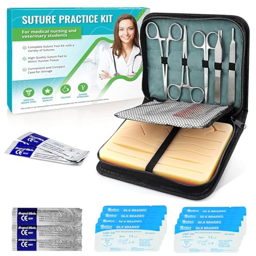 Suture Practice Kit | Complete Suture kit for Medical Students with Reusable Silicon Suture Pad Suturing Training Practice Kit Medical Gift for Students, Veterinarians, Nurses Suture Practice Kit | Complete Suture kit for Medical Students with Reusable Silicon Suture Pad Suturing Training Practice Kit Medical Gift for Students, Veterinarians, Nurses