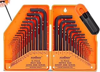 HORUSDY 30-Piece Allen Key Set, Allen Wrench Set, Hex Key Set Inch/Metric MM(0.7mm-10mm) SAE(0.028"-3/8)