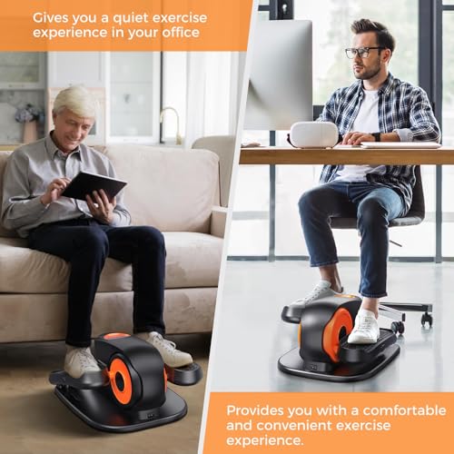 Image of GUGTTR Under Desk Elliptical Machine, 2-in-1 Electric Leg Exerciser for Seniors, Quiet & Compact Pedal Exerciser with Remote, 12 Speed Elliptical Exercise Machine for Home Office