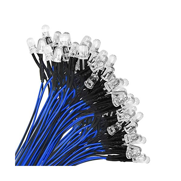 YIXISI 100 Stücke Vorverdrahtete LED, Dioden Licht, 12V Vorverdrahtetes Licht, 5mm LEDs, 20cm Vorverdrahtetes Licht…