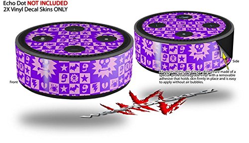 Skin Wrap Decal Set 2 Pack for Amazon Echo Dot 2 - Gothic Punk Pattern Purple (2nd Generation ONLY - Echo NOT Included)