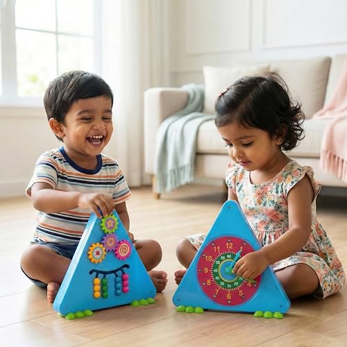 Image of FLYI Learning Clock for Kids | Early Educational Toys for 5+ Year Old, Time Learning Kit, Activity Toys Spin Gear & Logical Puzzle Montessori Toy Gift for Toddlers 3+ Years | Ideal Birthday Gift(Blue)