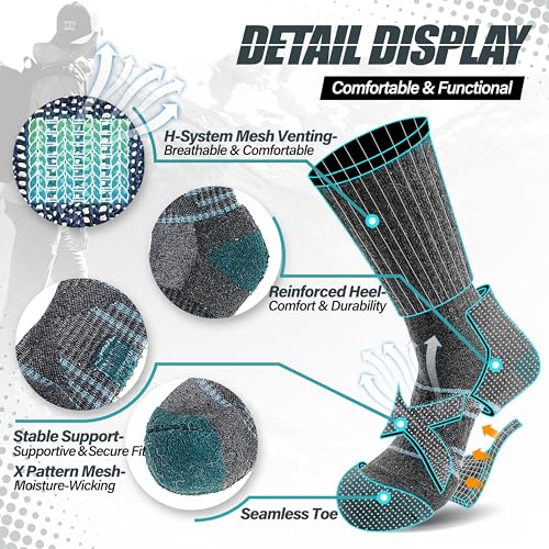 Image of ANTSANG 5 Pairs Merino Wool Hiking Socks for Men & Women Thermal Winter Warm Moisture Wicking Cushion Boot Socks