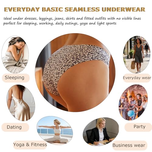Image of FINETOO 6 Pack Women's Seamless Hipster Underwear No Show Panties Invisibles Briefs Soft Stretch Bikini Underwears XS-XL