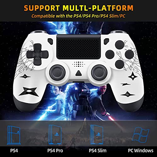Custom Ps-4 Controller Wireless, Ftfvaska Bluetooth Controller Ps4 Gaming Gamepad Compatible With Ps-4/Slim/Pro, Ps4 Remote Controllers Game Joystick (White Eye) #TOP3