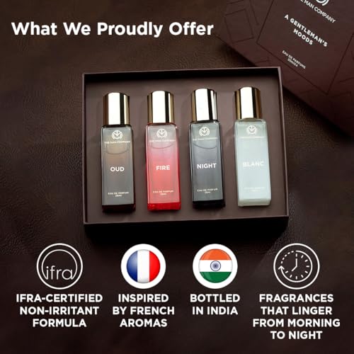 Image of The Man Company Perfume Gift Set for Man 4 X 20ml | Premium Long-Lasting Fragrance EDP - A Gentleman's Moods for Party, Office, Outing and Date | Christmas perfume for Man | Fresh scent for daily office wear