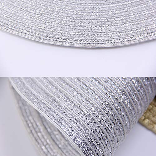 Image of SHACOS Silver Glitter Round Placemats Set of 6 Sparkle Bling Place Mats Glitz Table Mats for Holiday Home Party Wedding Festive Table Decoration (6, Silver)