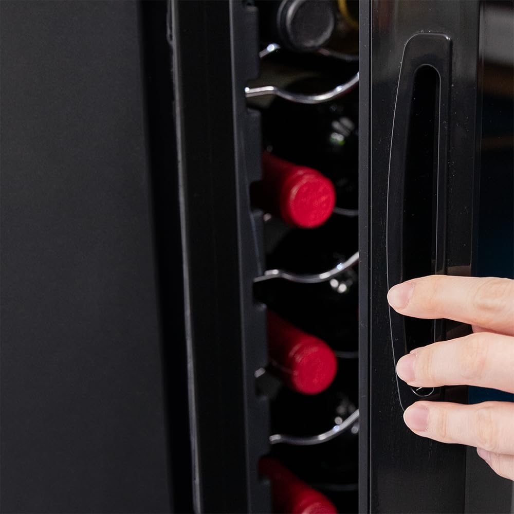 Cecotec Cantinetta Vino Bolero GrandSommelier 1250 CoolCrystal Compressor. 12 Bottiglie, Display Touch, 8-18ºC, Ripiani in Legno, LED, 25,2x45x79,5 cm, perfetta per conservare i tuoi vini.