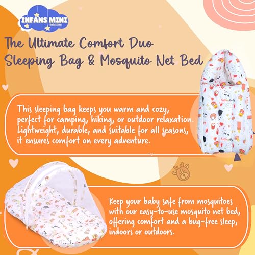 Image of Baby Bedding Set for New Born Baby Sleeping Bag, Mosquito Net Bed, Sleeping Mattress Suitable for 6 Months Babies (Panda Orange)