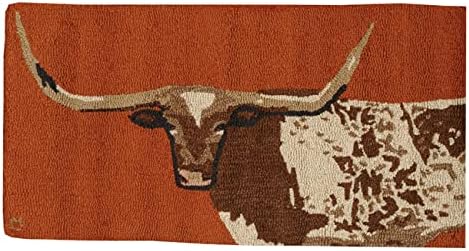 BLACK FOREST DECOR Longhorn Hooked Wool Rug, Indoor Area Rug, Easy Care, 2'W x 4'L