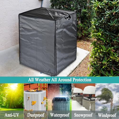 Central Air Conditioner Covers for Outside Units, 600D Heavy Duty Waterproof Snowproof & Windproof, Large AC Unit Covers Outdoor for Winter,Square AC Cover (36*36*39)
