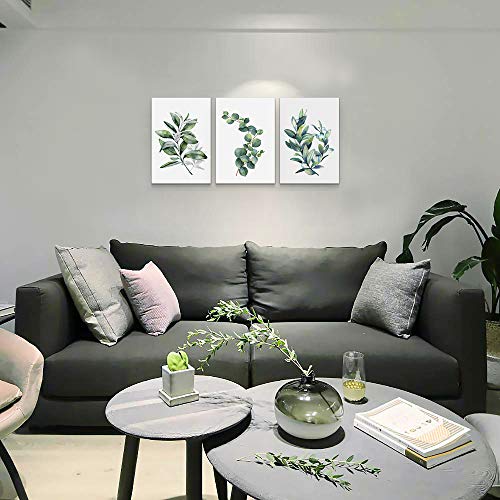 Green Leaves Plants Canvas Wall Art For Living Room Modern Bathroom Wall Decor For Bedroom Kitchen Home Decorations 3 Panel Watercolor Painting Canvas Prints Posters Artwork Office Mural Art Works #TOP3