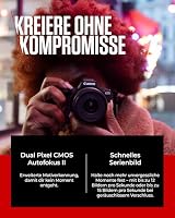 Canon EOS R50 Systemkamera + RF-S 18-45mm + RF 75-300mm Doppelzoom Kit - Spiegellose Kamera (Digitalkamera mit Autofokus + Motiverkennung für Personen Augen Tiere Fahrzeuge, 4k Video.) schwarz – Ansicht 4