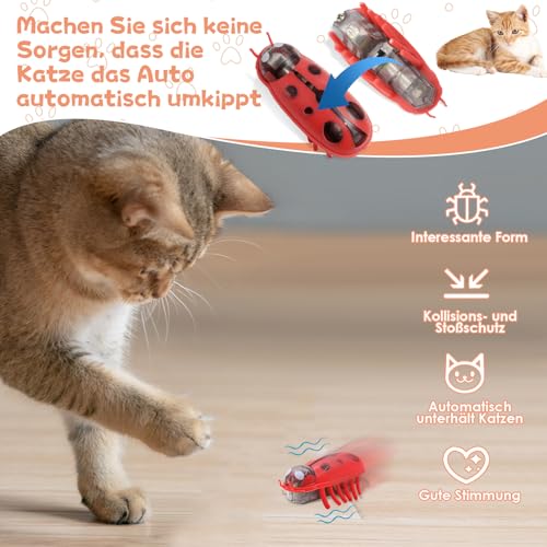 4 Stück Mini Käfer, Elektrische Insekten, Käfer, Kakerlaken, Marienkäfer, Mäuse, ladybug, Maulwürfe, Elektrisches Haustier Marienkäfer Spielzeug für Katzen und Hunde, Insekten Spiel für Kinder