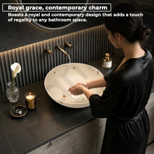 Image of Plantex Wash Basin /Ceramic Table Top Wash Basin /Designer Countertop Basin for Bathroom /Restaurants /Hotel (Khakhi - 16 x 16 x 5 Inch)
