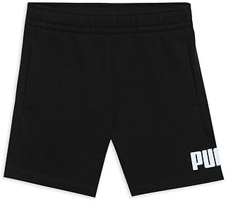 شورت اسنشيال للتمرين بشعار رقم 1 للأطفال بمرحلة ما قبل المدرسة، شورت محبوك للأولاد من بوما، أسود، المقاس غير متوفر