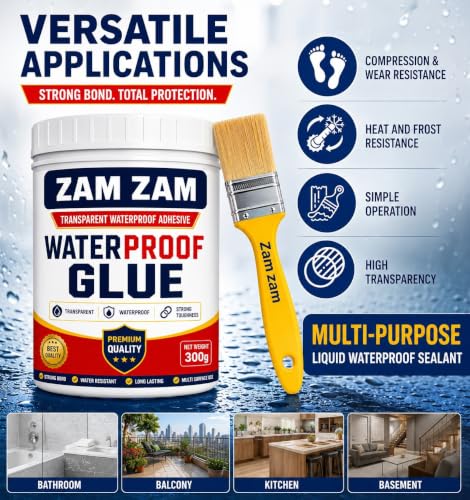 Image of Crack Seal Glue 300g with Brush - Transparent Waterproof Epoxy Resin Sealant for Roof, Wall, Pipe Leak Repair