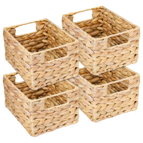 HMF panier de rangement, panier tressé en jacinthe d'eau jonc de mer | set de 4 pièces | taille S...