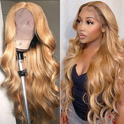 AliPearl Wig #27 Body Wave 5x5 HD Lace Front Closure Wigs Human Hair Honey Blonde Transparent Glueless Lace Front Wigs H