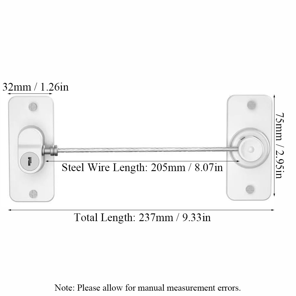 4 limitatori per finestre, autoadesivi, per la sicurezza domestica, limitatori per cavi di sicurezza per finestre in UPVC, porta del frigorifero, sicurezza per animali domestici, a prova di bambino