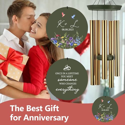 Image of 2025 Wedding Wind Chimes for Couple, Deep Tone Personalized Wind Chime, Wedding Gifts for Couples, Customized Windchime for Husband /Wife(Produced in Texas)