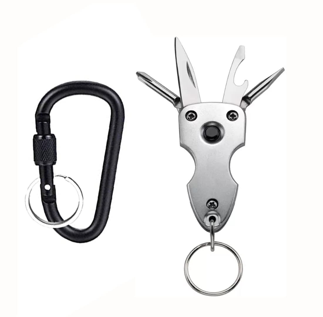 stealodeal Silver 6 in 1 Torch Multi-Tool Keychain with Carabiner Combo-picture-19