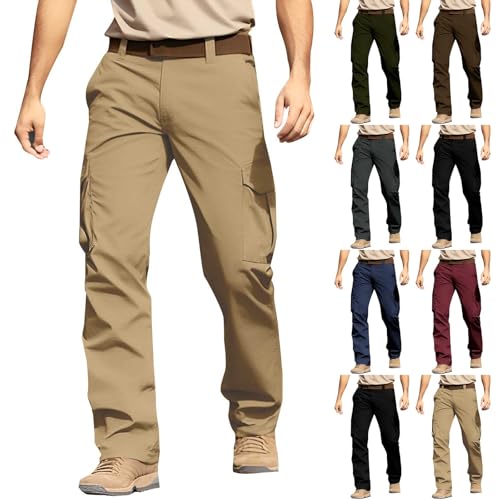 Chinos Pants Men Slim Fit Cargo Pants Stretch Relaxed Fit Jogger Sweatpants Straight Fit Hiking Work Pants w/Pockets