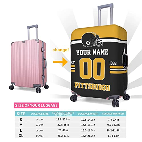 Custom Pittsburgh Luggage Cover, Personalized Suitcase Cover, Customized Design Your Name and Number Washable Elastic Travel Suitcase Protector for Business Vacation For 18-32 Inch Luggage 5