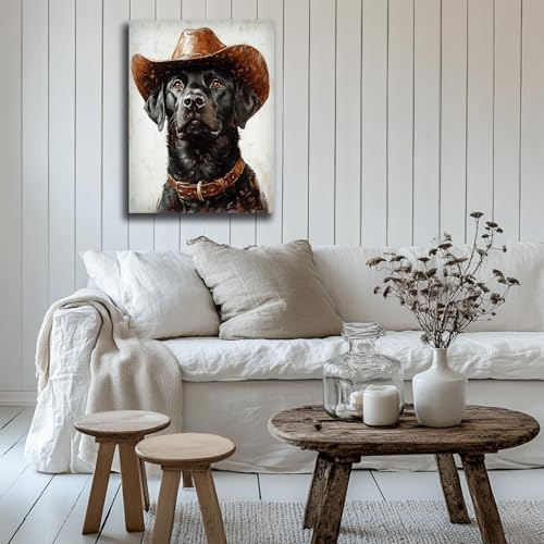 Lienzo de perro vaquero para sala de estar, cuadro estilo occidental que transforma tu hogar 4