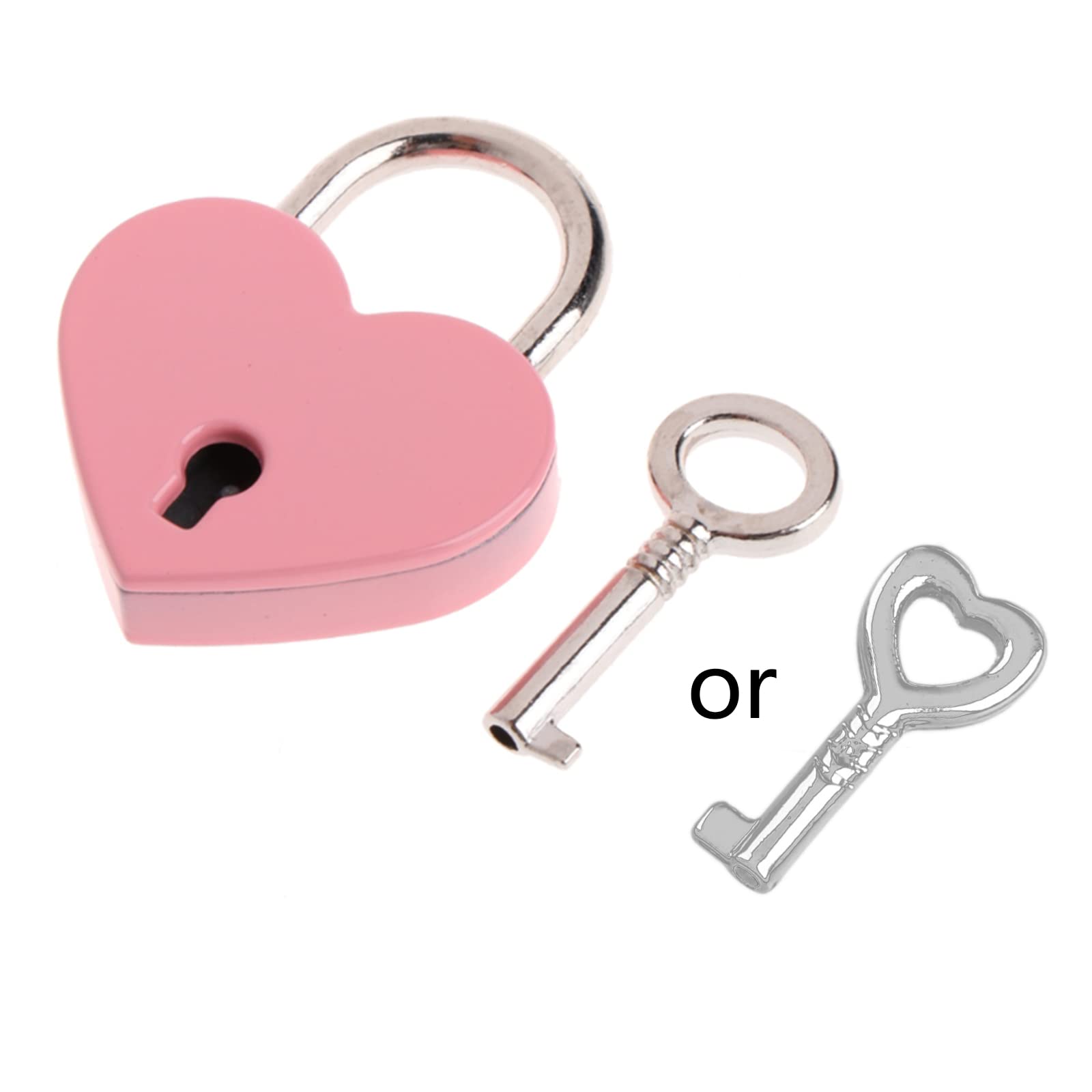 Jiingekk Pink Locking Key, Love Padlock Vintage Heart Shape Lock With For Key Metal For Wish Lock For Bag Suitcase Luggage Book Jewelry