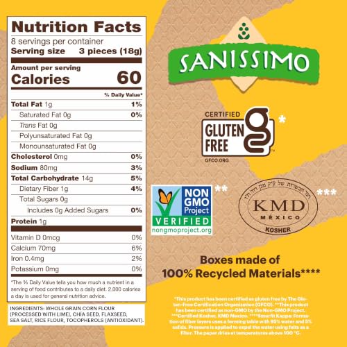 Sanissimo Salmas Oven Baked Corn Crackers, 100% Whole Grain Corn, Gluten Free, Non-GMO Project Verified, 8 Individually Wrapped Snack Packs (3 Crackers Each) - image 6