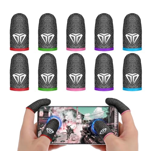 YBEATY 10 Stück Gaming Finger Sleeves Touchscreen Fingerhülse Silber Fasern Spiel Elasthan Atmungsaktiv Anti-Schweiß Fingerhüllen Mobile Gaming Daumenhülle Thumb Sleeve Handschuhe Fingerabdeckung