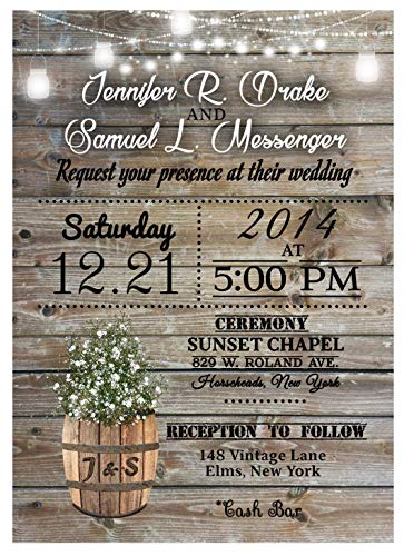 Generic Rustic Wedding Invitations Personalized With Envelopes Invites Qty Of 50 And Rsvp Cards cover