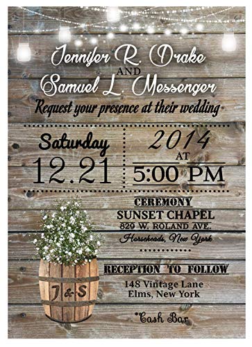 Rustic Wedding Invitations Country Set of 50 with RSVP Cards