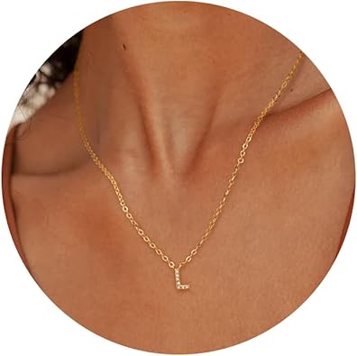 Initial Heart Necklaces for Women - Dainty Cute Necklace Small Layered 14K Gold Plated A-Z Letter CZ Pendant Trendy Satellite Chain Necklaces for Women Non Tarnish Gold Jewelry Set Gift