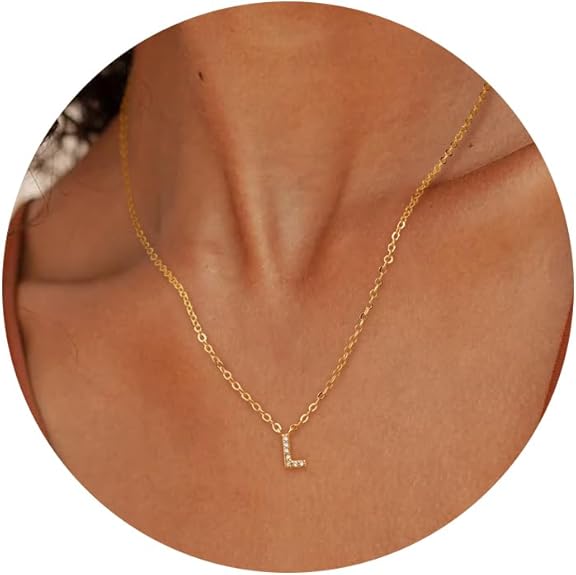 Initial Heart Necklaces for Women - Dainty Cute Necklace Small Layered 14K Gold Plated A-Z Letter CZ Pendant Trendy Satellite Chain Necklaces for Women Non Tarnish Gold Jewelry Set Gift