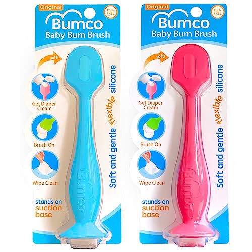 Image of Bumco Diaper Cream Spatula (2-Pack) - BPA-Free Diaper Bag Essentials, Soft & Flexible Butt Spatula Baby, Mom-Invented Butt Paste Spatula, Diaper Cream Applicator, Bumco Baby Bum Brush, Diaper Spatula