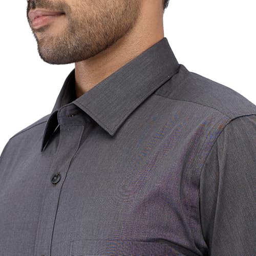 Image of Raymond Men Slim Fit Solid Pattern Pure Cotton Semi Cutaway Collar Full Sleeve Formal Shirt