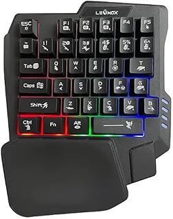 Teclado Gamer Single Handed Profissional, Semi Mecânico RGB, Design Compacto, LED Personalizável, Compatível com PC - Produto 10 mais recomendado com 5 estrelas