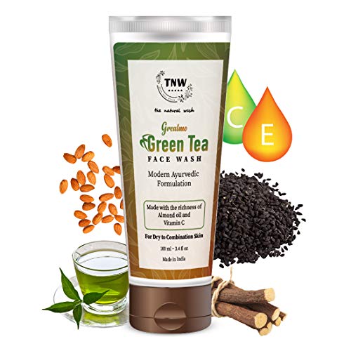 Image of TNW-THE NATURAL WASH Green Tea Face Wash | Dirt Removal Face Wash for Men & Women for dry and combination skin with Almond Oil and Vitamin C (100 ml)