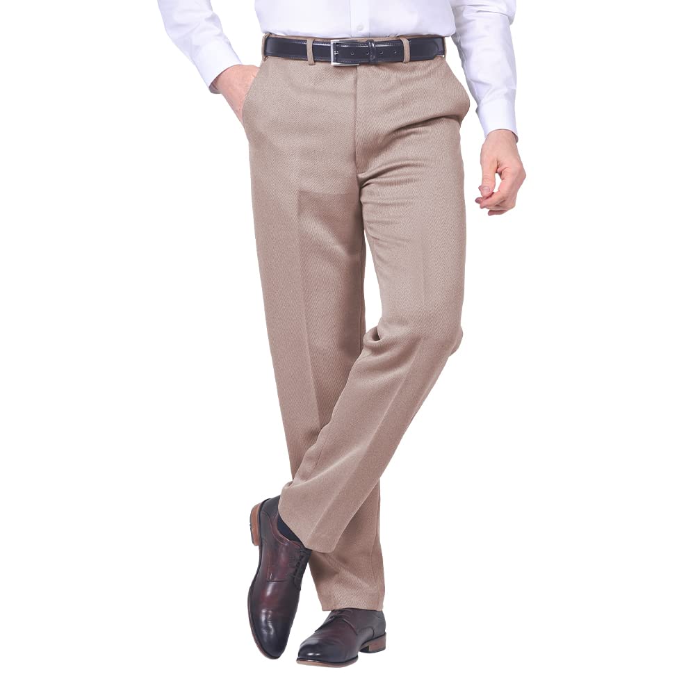 James Holton Men's Camel Straight Fit Elasticated Waist Cavalry Twill Trousers Pants 44 Waist & 27 Inside Leg