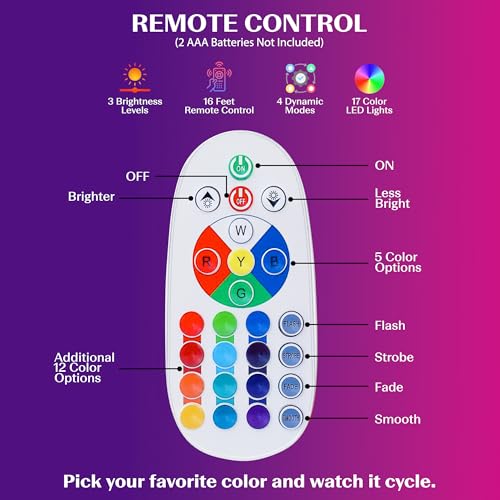 JAMBO 17-Color Changing LED Motion Lamp with Remote, 13