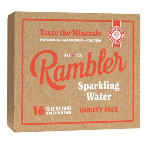 Image of AUTX Rambler Sparkling Water, Texas Limestone Mineral Blend, Build Your Own Variety Pack - Pick Two Flavors - Two 8-Packs (16 Cans)