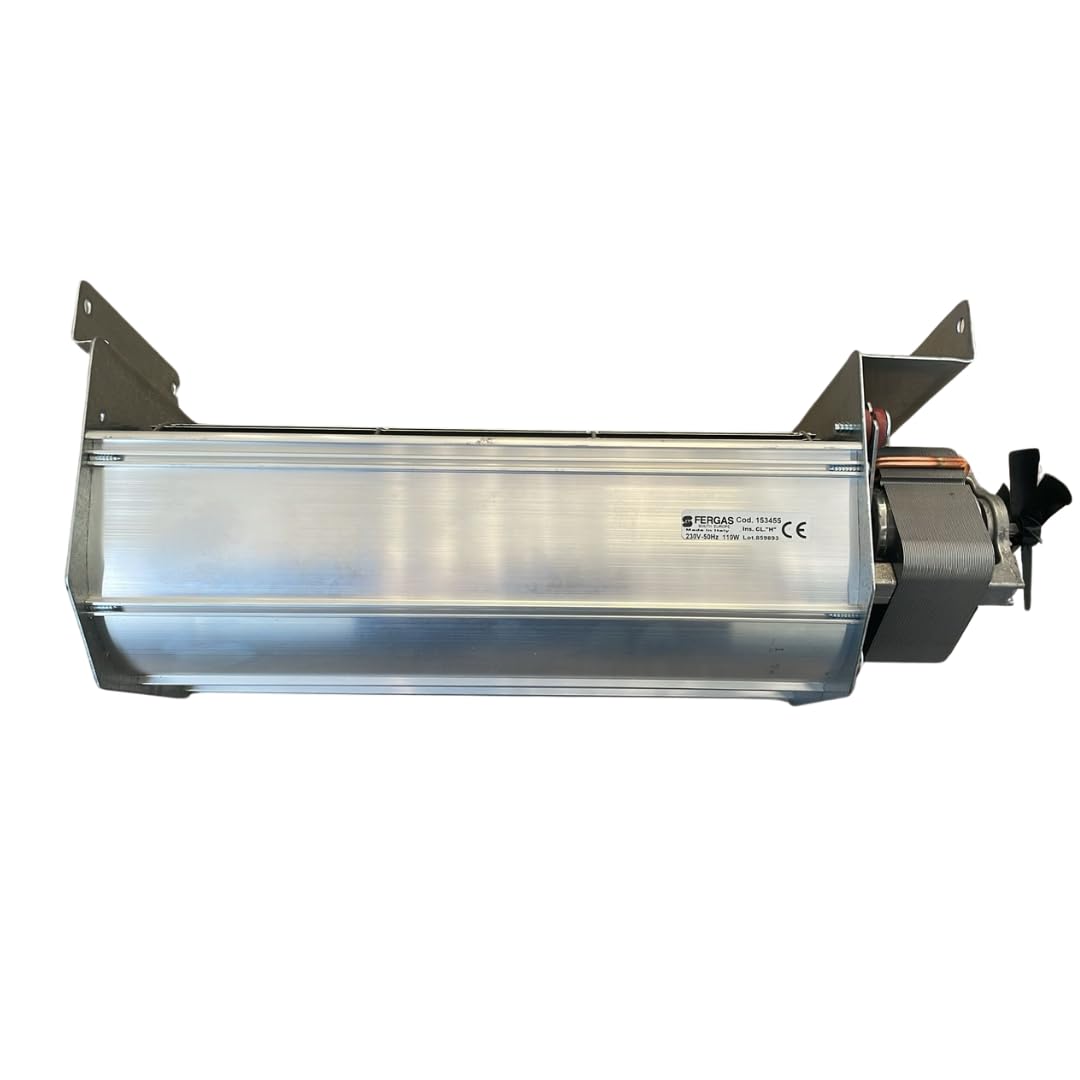 Ventilatore AzFire 153455 - TGO 80/1 - 270/35 (per stufa a pellet) - Lunghezza 383 mm - Diametro ventola 80 mm - Lunghezza ventola 270 mm - Portata 337 m3/h - Potenza 82 W