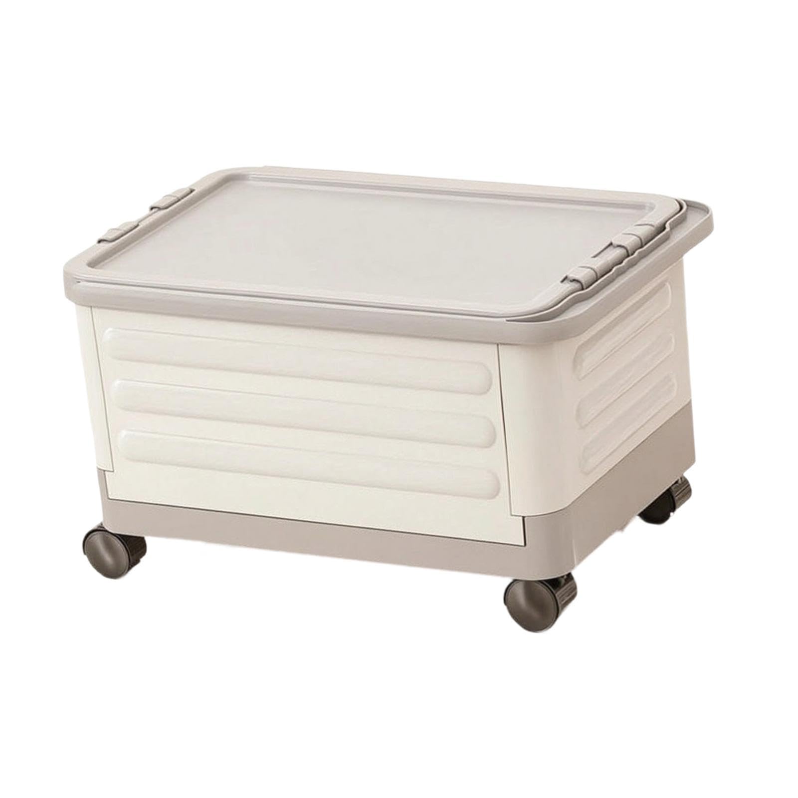Carrello Pieghevole Portatile Cassetta con Ruote Manico Telescopico Organizzazione Spesa Libri Cancelleria Materiale PP Adatto per Viaggio Scuola Casa, Grigio Bianco