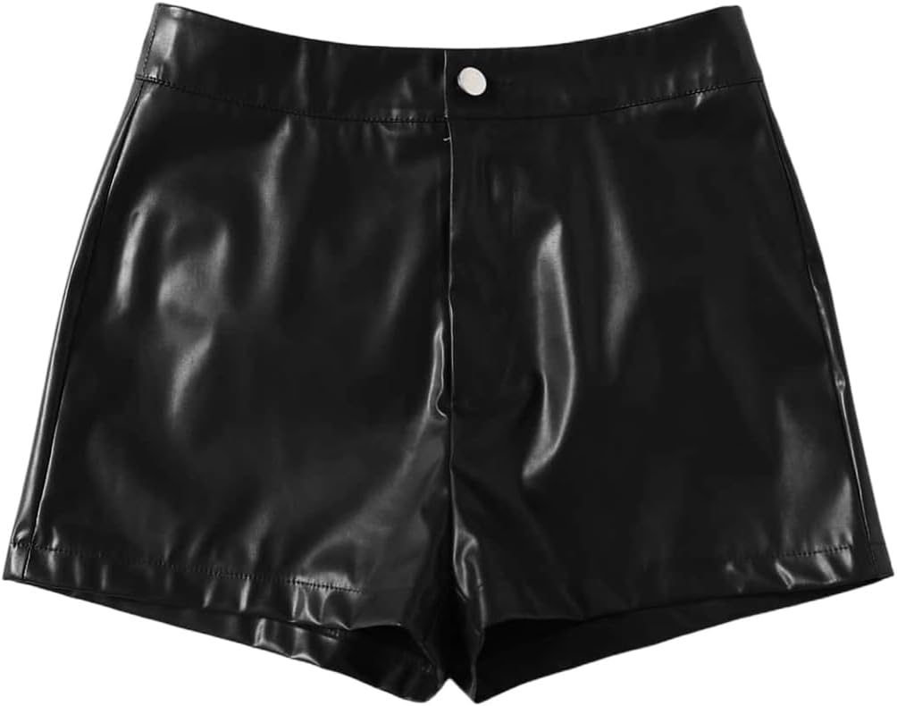 Milumia Women's PU Leather Mini Shorts Y2k Zipper Fly Punk Concert Outfits