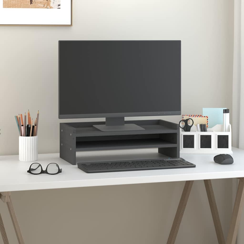 Stojak na monitor z litego drewna sosnowego, nakładka na biurko do komputera, podwyższenie monitora do biura, 50 x 24 x 16 cm